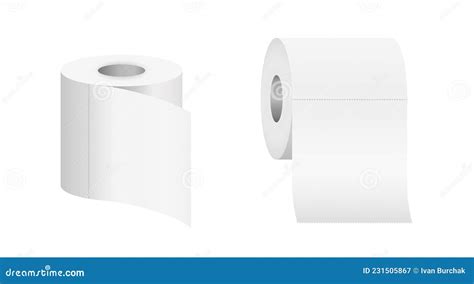 Realistic Toilet Paper Rolls Vector Illustration Isolated On White