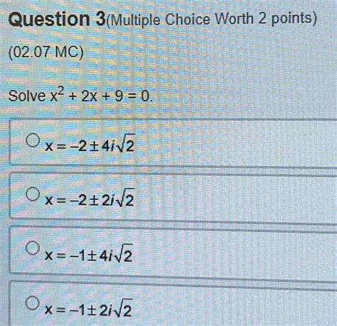 Solved Question Multiple Choice Worth Points MC Solve X X X Isqrt