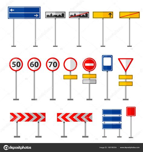 Road Symbols Traffic Signs Graphic Elements Isolated City Construction