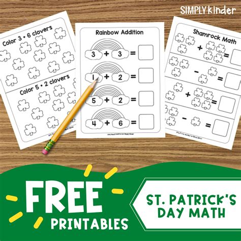 Simple St Patricks Day Math Printables Simply Kinder