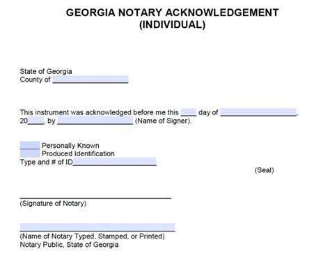 Free Georgia Notary Acknowledgement Corporation Pdf Word Images And