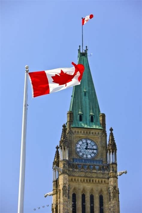 Canadian Flag Parliament Building Ottawa Canada Photo Information