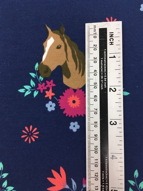 Horse Fabric Horse Jersey Horse Print Fabric Pony Fabric Printed