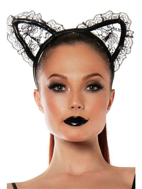 Black Lace Cat Costume Ears Womens Black Lace Cat Ears Headband