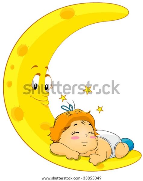 Baby Sleeping On Moon Vector Stock Vector Royalty Free 33855049