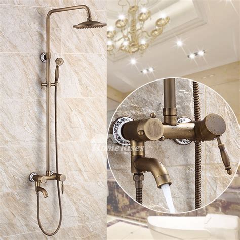 Bath And Shower Faucets Wall Mount Antique Brass Gold 8 Inch Bathroom