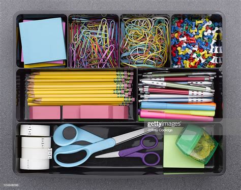 Office Supplies In Tray High-Res Stock Photo - Getty Images