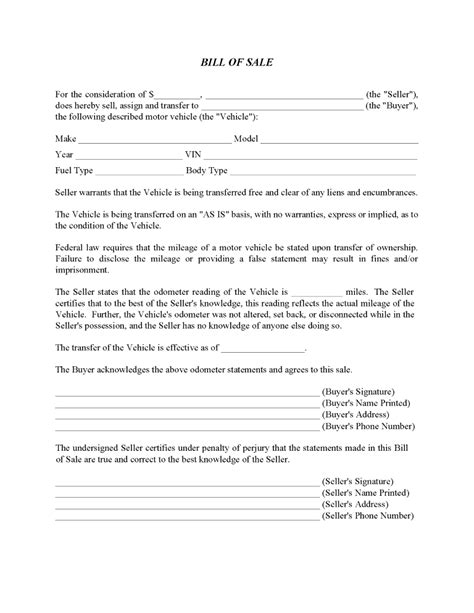Free Connecticut Motor Vehicle Bill Of Sale Pdf Download Free And Print