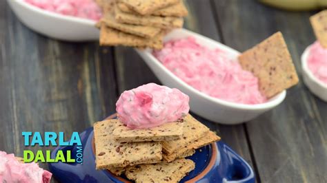 Flax Seed Crackers With Beetroot Dip Healthy Snack By Tarla Dalal