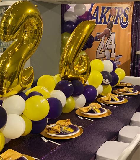 Lakers Theme Party Decorations In 2021 Kobe Bryant Birthday Birthday