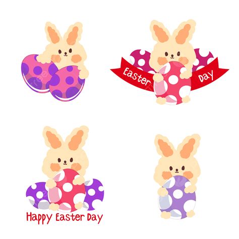 Easter Stickers Vector Png Images Cute Happy Easter Sticker Easter Sticker Bunny Png Image