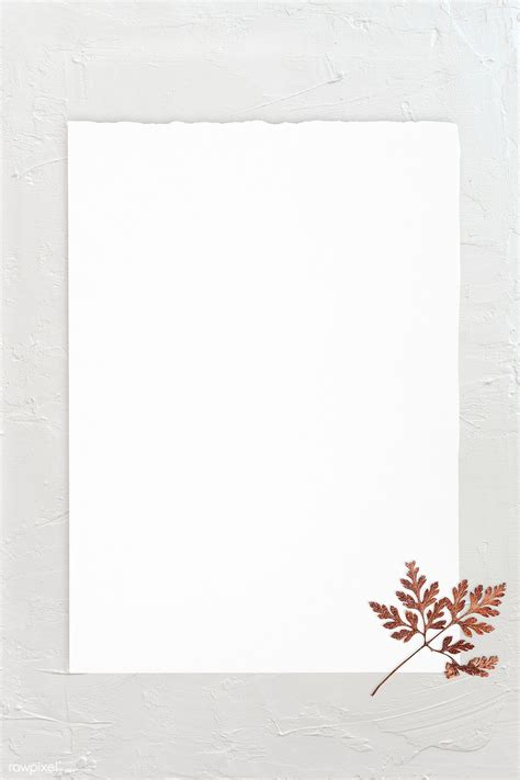 Blank White Paper Template With Dry Leaf Premium Image By Rawpixel