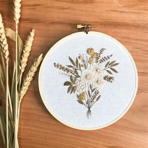 Spring Wildflower Bouquet Embroidery Pattern Pdf Instant Etsy