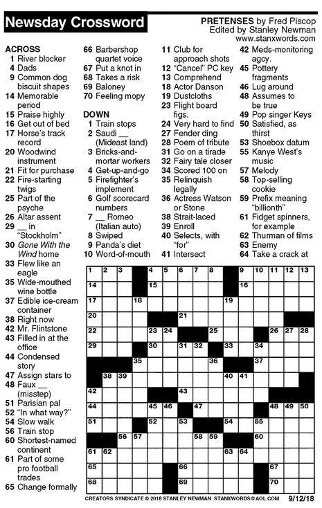 Daily Printable Crossword Puzzle