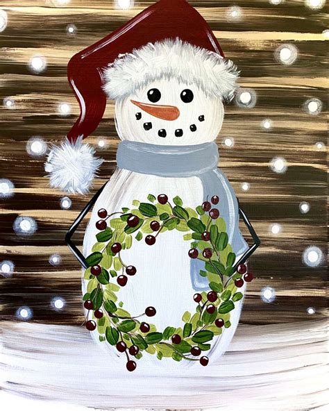 Holly Jolly Snowman Pinots Palette Painting