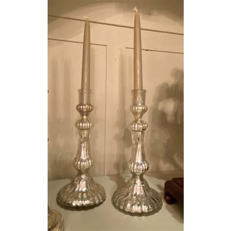 Antique Mercury Glass Candlesticks A Pair Chairish
