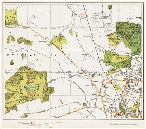 An Old Map Of The Enfield Nw Enfield Chase Area London In 1932 As