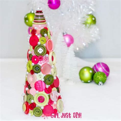 Diy Button Christmas Tree Table Topper Girl Just Diy