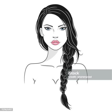 Illustration Vectorielle Dune Belle Jeune Femme Avec Des Cheveux Longs