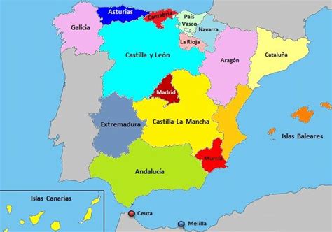 Mapa De Espana Por Comunidades Comunidades Autonomas De Espana Mapa