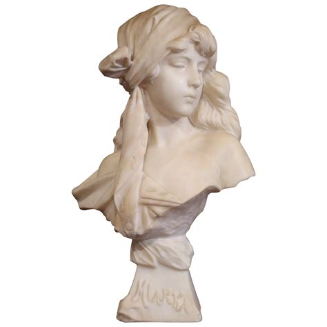 19th Century French Marble Bust Of Young Beauty Titled Miarka Signed E