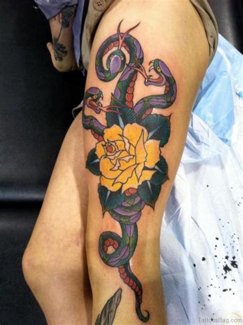 Snake tattoo on the back. 37 Fabulous Snake Tattoos On Thigh