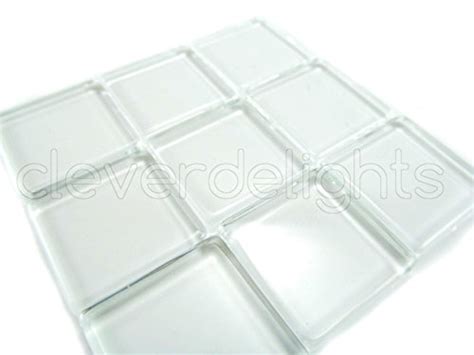 50 Cleverdelights Square Glass Tiles 1 Inch Clear Tiles Glass Cabochons For Photo