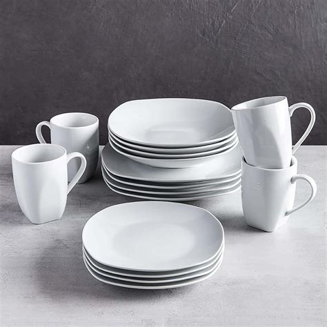 Ksp Plato Porcelain Dinnerware Set Of 16 White Kitchen Stuff Plus