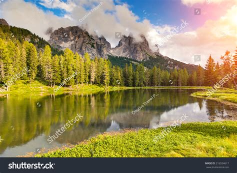 Great View Foggy Lago Di Antorno Stock Photo 216554617 Shutterstock