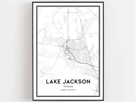 Lake Jackson Map Print Lake Jackson Map Poster Wall Art Tx Etsy