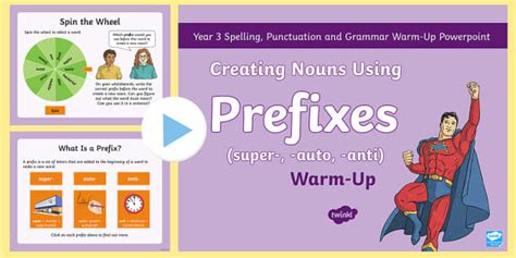 Year 3 Creating Nouns Using Prefixes Warm Up Powerpoint Spag