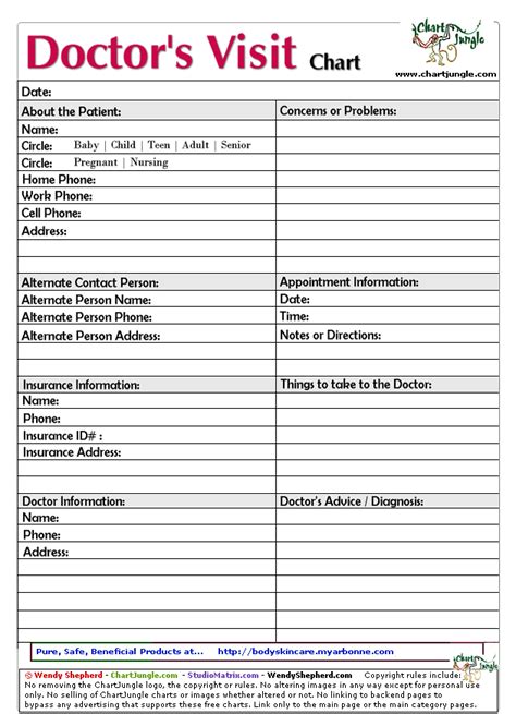 Doctors Visit Chart Printable Doctor Visit Medical Printables