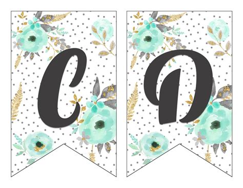 Free Printable Alphabet Banner {MINT& GOLD} - Six Clever Sisters