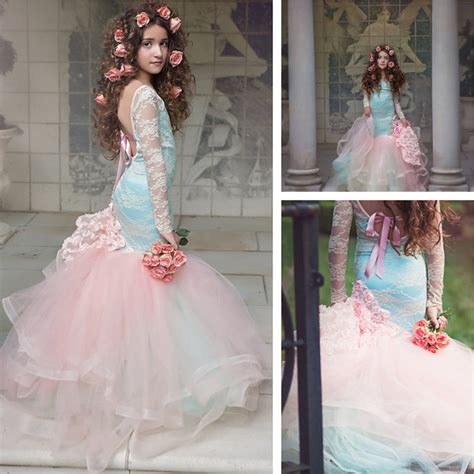 Mermaid Wedding Princess Party Girls Dresses 2018 High End Custom