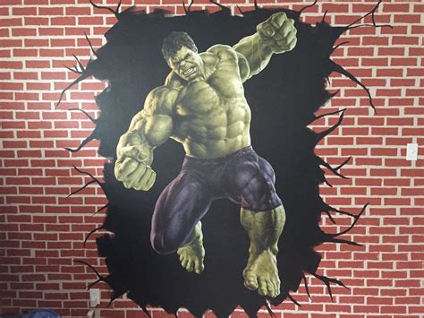 Painted Brick Wall With Hulk Avengers Fathead Painted Brick Wall Hulk
