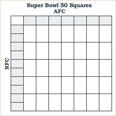 Super Bowl Square Excel Template Printable Student Success Studio