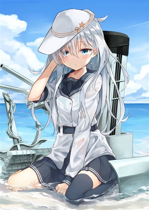 Wallpaper Illustration Sea Long Hair Anime Girls Blue Eyes Cartoon Kantai Collection