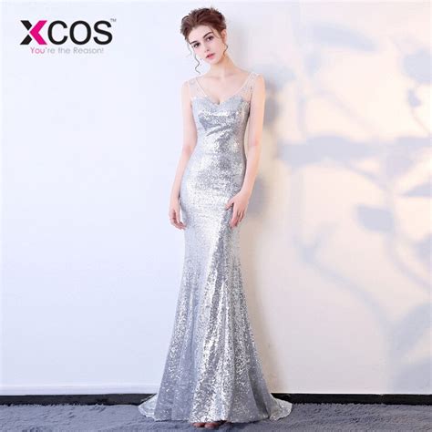 Buy Silver Sequin Evening Dresses New Arrival Mermaid