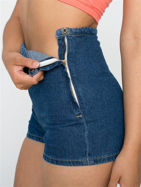 Fashion Women Summer Vintage Side Zipper Elastic Denim Short Pant