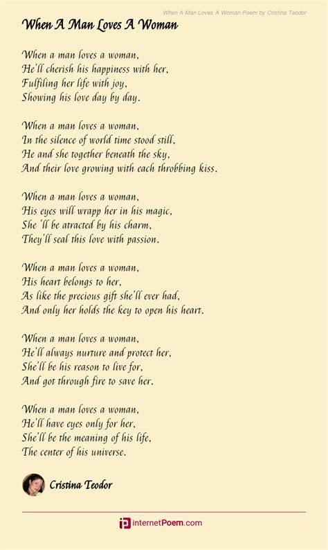 When A Man Loves A Woman Poem By Cristina Teodor
