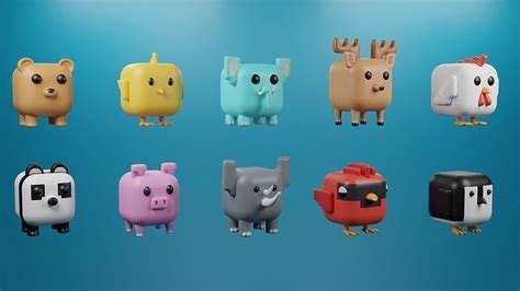 3d Model 3d Cute Animal Cube Character Pack Vr Ar Low Poly Cgtrader