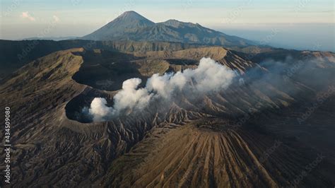 Drone View Of Mount Gunung Bromo Volcano In East Java Indonesia Mount
