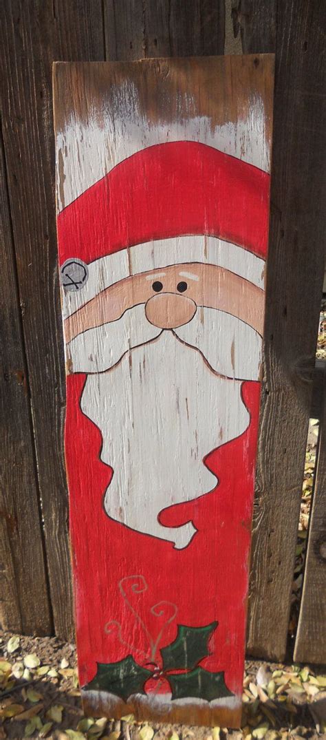 Rustic Hand Painted Santa On Reclaimed Wood By Hlcustoms On Etsy