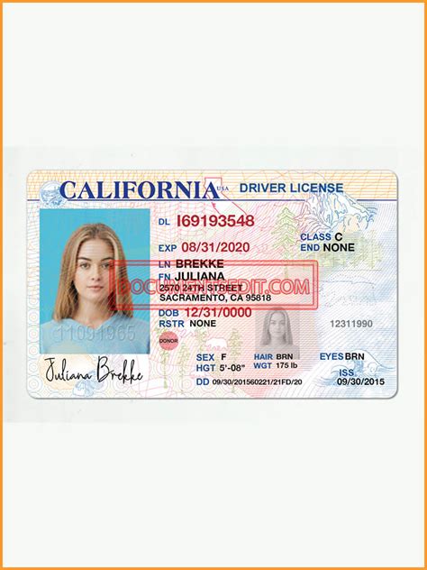California Driving License Template V2 Documents Edit