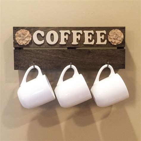 Mug Rack Mug Hanger Coffee Cup Hanger By Littlewoodendaisy