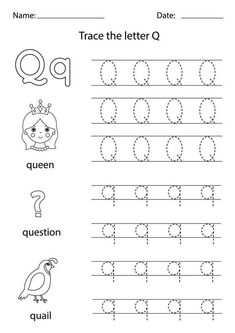 Learning English Alphabet For Kids Letter Q 4582431 Vector Art At