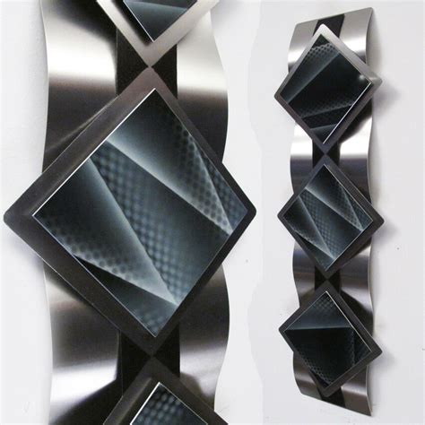 Modern Abstract Metal Wall Sculpture Art Black Painting