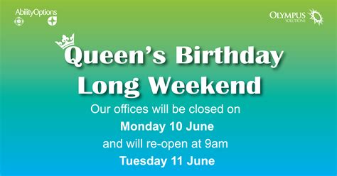 However, payments may not be processed where there are insufficient funds in your account or limits are exceeded. Queen's Birthday Public Holiday Closure - Olympus ...