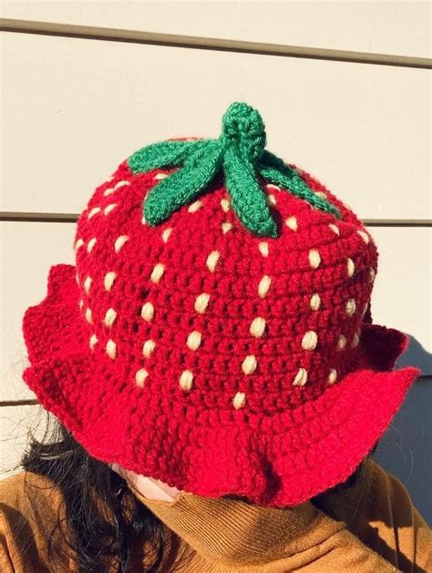 Pattern Only Strawberry Shortcake Hat Crochet Pattern Strawberry Bucket