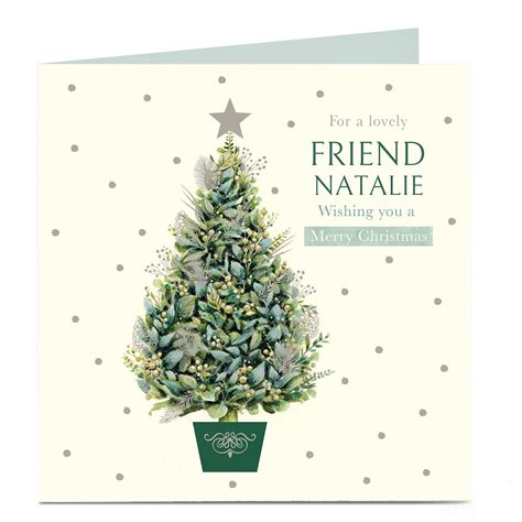 Buy Personalised Christmas Card Green Christmas Tree Friend For Gbp